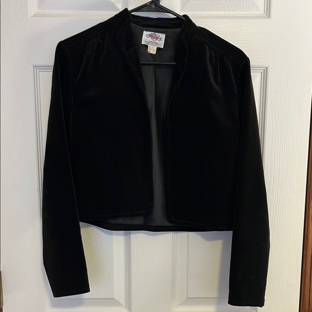 Vintage LANZ Original Black Velvet Cropped Jacket Coat - Women’s size 9/10